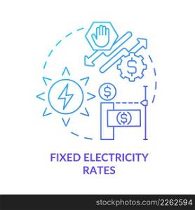 Fixed electricity rates blue gradient concept icon. Monthly price for electric energy. Pros of PPA abstract idea thin line illustration. Isolated outline drawing. Myriad Pro-Bold fonts used. Fixed electricity rates blue gradient concept icon