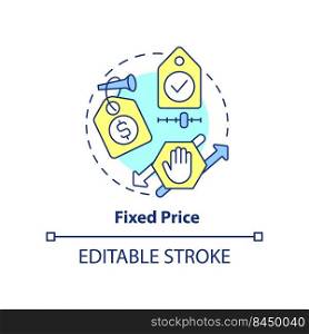 Fixed price concept icon. Procurement contract abstract idea thin line illustration. Predetermined costs. Specific pricing. Isolated outline drawing. Editable stroke. Arial, Myriad Pro-Bold fonts used. Fixed price concept icon