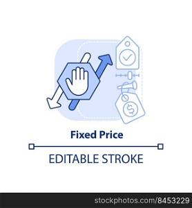Fixed price light blue concept icon. Procurement contract abstract idea thin line illustration. Predetermined costs. Isolated outline drawing. Editable stroke. Arial, Myriad Pro-Bold fonts used. Fixed price light blue concept icon