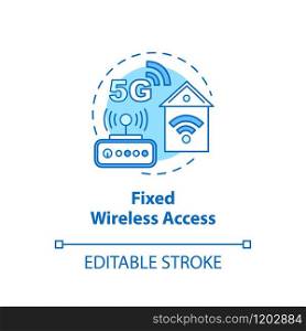 Fixed wireless access concept icon. Global coverege. 5G technologies idea thin line illustration. Mobile internet. High-speed connection. Vector isolated outline drawing. Editable stroke