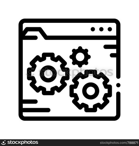 Fixing File Coding System Vector Thin Line Icon. Binary Coding System, Data Encryption Linear Pictogram. Web Development, Programming Languages, Bug Fix, HTML, Script Contour Illustration. Fixing File Coding System Vector Thin Line Icon