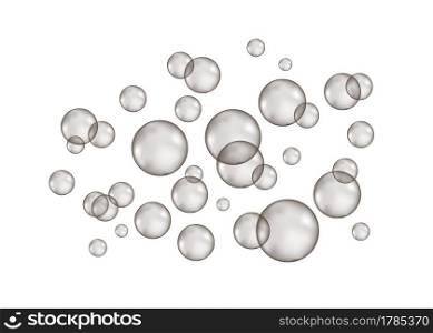 Fizz. Underwater fizzing air, water or oxygen bubbles on white background. Soda pop. Vector texture.