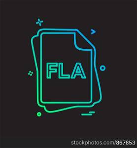 FLA file type icon design vector