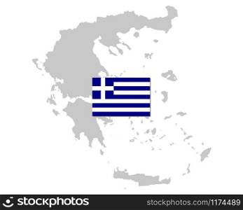 Flag and map of Greece