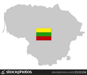 Flag and map of Lithuania