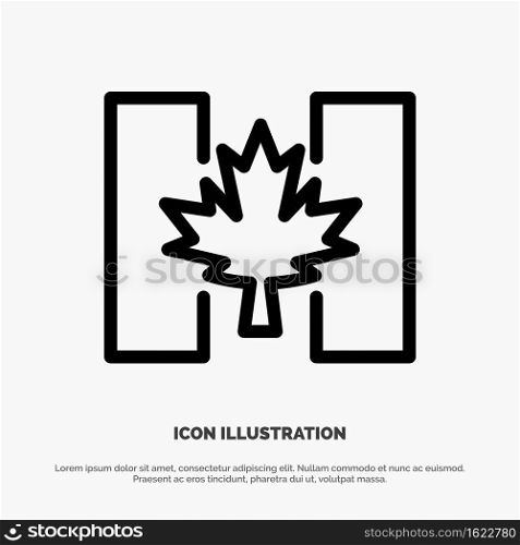 Flag, Autumn, Canada, Leaf Line Icon Vector
