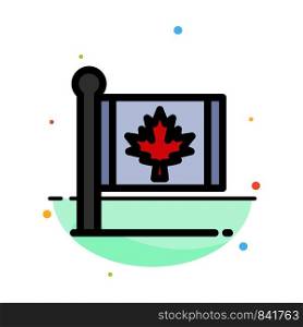 Flag, Autumn, Canada, Leaf, Maple Abstract Flat Color Icon Template