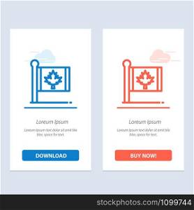 Flag, Autumn, Canada, Leaf, Maple Blue and Red Download and Buy Now web Widget Card Template