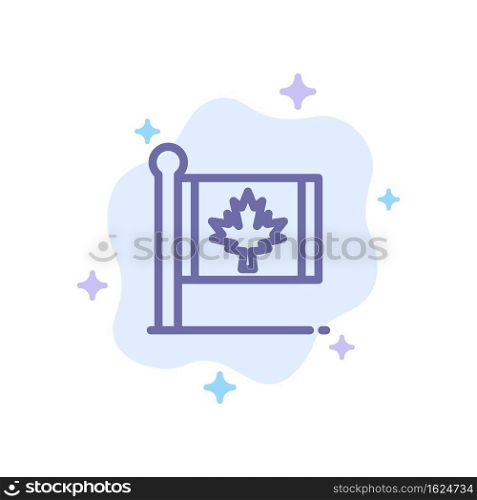 Flag, Autumn, Canada, Leaf, Maple Blue Icon on Abstract Cloud Background