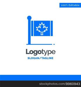Flag, Autumn, Canada, Leaf, Maple Blue Solid Logo Template. Place for Tagline