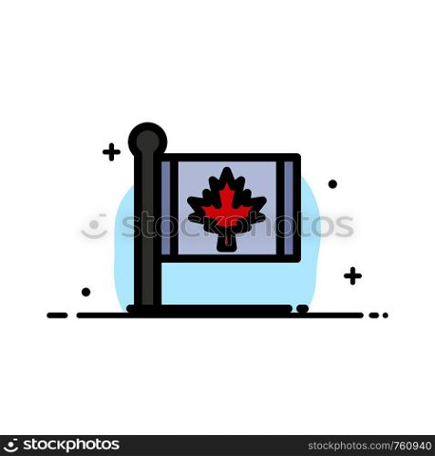 Flag, Autumn, Canada, Leaf, Maple Business Flat Line Filled Icon Vector Banner Template
