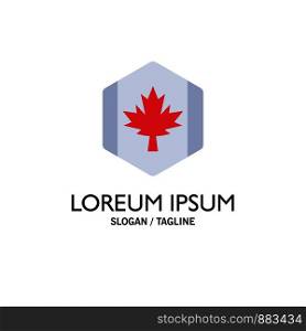 Flag, Autumn, Canada, Leaf, Maple Business Logo Template. Flat Color