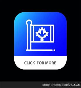 Flag, Autumn, Canada, Leaf, Maple Mobile App Button. Android and IOS Line Version