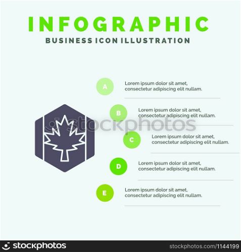 Flag, Autumn, Canada, Leaf, Maple Solid Icon Infographics 5 Steps Presentation Background