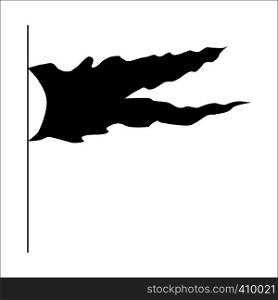 Flag black silhouette isolated on white background. Flag black silhouette