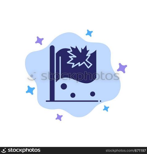 Flag, Canada, Leaf, Sign Blue Icon on Abstract Cloud Background
