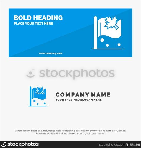Flag, Canada, Leaf, Sign SOlid Icon Website Banner and Business Logo Template