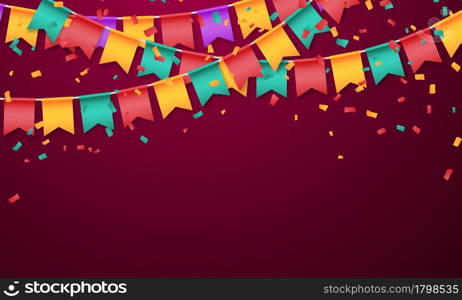 flag colorful confetti concept design template holiday Happy Day, background Celebration Vector illustration.