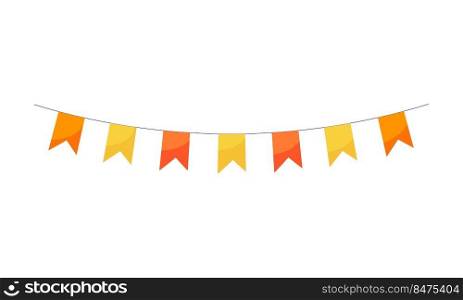 Flag garland semi flat color vector object. Party decor and accessory. Full sized item on white. Festive staff simple cartoon style illustration for web graphic design and animation. Flag garland semi flat color vector object