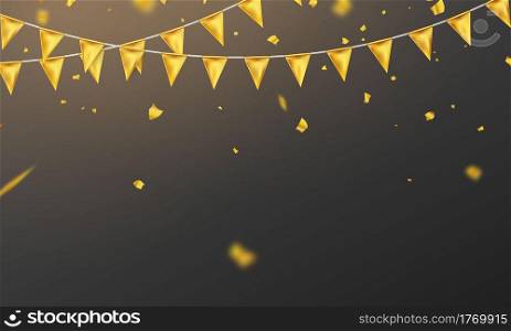 flag gold confetti concept design template holiday Happy Day, background Celebration Vector illustration.