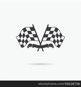Flag icon. Checkered or racing flags and finish ribbon. Sport auto, speed and success, competition and winner, race rally, vector illustration.. Flag icon. Checkered or racing flags and finish ribbon. Sport auto, speed and success, competition and winner, race rally, vector illustration