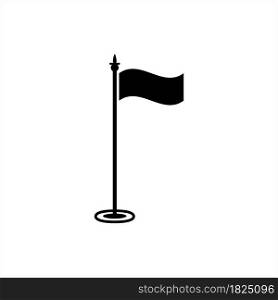 Flag Icon, Flag Pole, Flag Pole Marking Vector Art Illustration