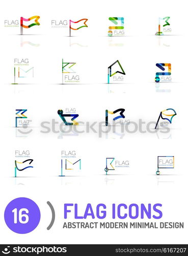 Flag icon logo vector collection, linear design