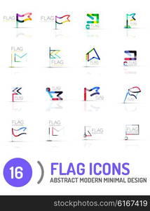 Flag icon logo vector collection, linear design