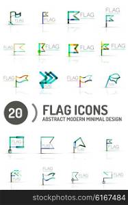 Flag icon logo vector collection, linear design