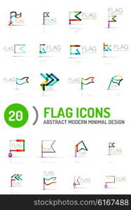 Flag icon logo vector collection, linear design