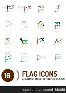 Flag icon logo vector collection, linear design