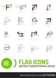 Flag icon logo vector collection, linear design