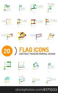 Flag icon logo vector collection, linear design