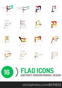 Flag icon logo vector collection, linear design