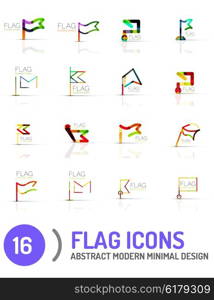 Flag icon logo vector collection, linear design