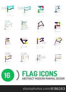 Flag icon logo vector collection, linear design