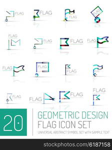 Flag icon logo vector collection, linear design