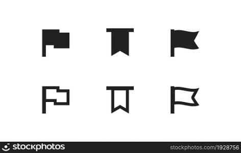 Flag icon. Shape flag symbol. Pennant simple set. Location illustration concept in vector flat style.