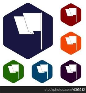 Flag icons set hexagon isolated vector illustration. Flag icons set hexagon
