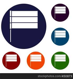 Flag icons set in flat circle reb, blue and green color for web. Flag icons set