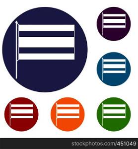 Flag icons set in flat circle reb, blue and green color for web. Flag icons set