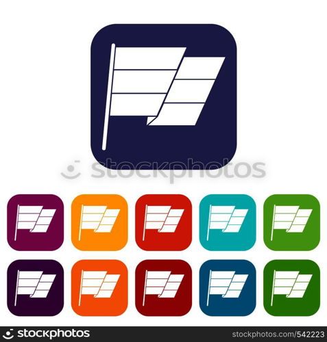 Flag icons set vector illustration in flat style in colors red, blue, green, and other. Flag icons set