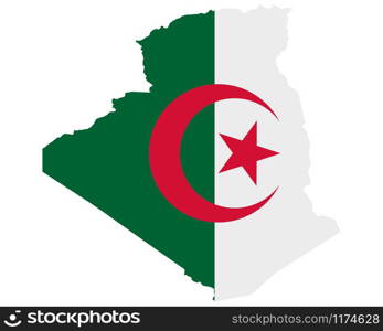 Flag in map of Algeria