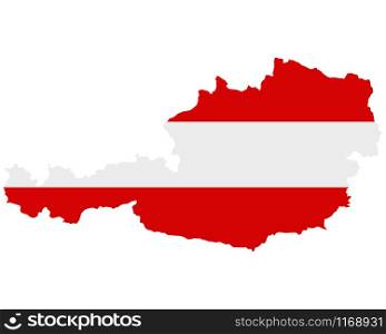 Flag in map of Austria
