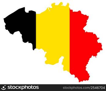Flag in map of Belgium