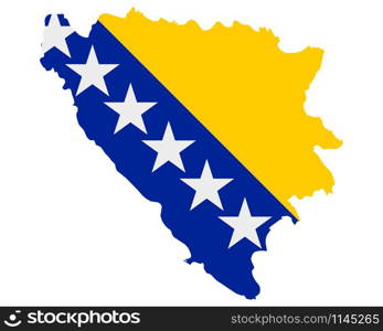 Flag in map of Bosnia and Herzegovina