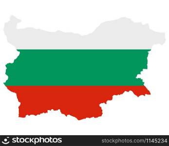 Flag in map of Bulgaria
