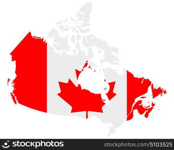 Flag in map of Canada