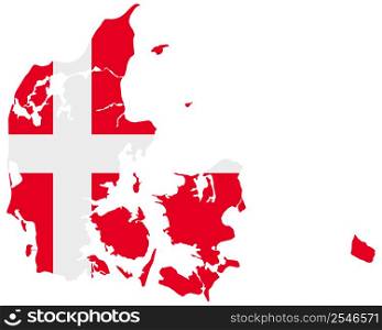 Flag in map of Denmark