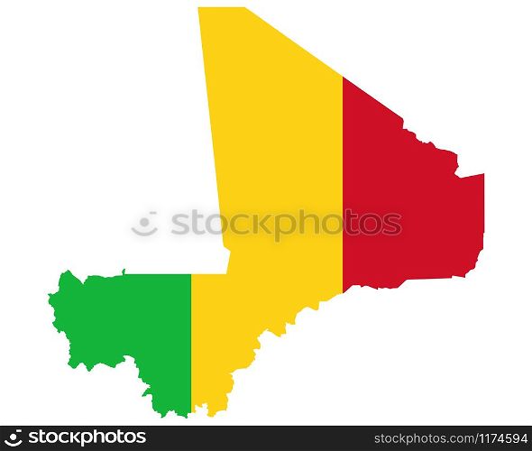 Flag in map of Mali